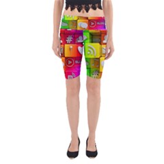 Colorful 3d Social Media Yoga Cropped Leggings by Ket1n9