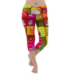 Colorful 3d Social Media Lightweight Velour Capri Yoga Leggings by Ket1n9