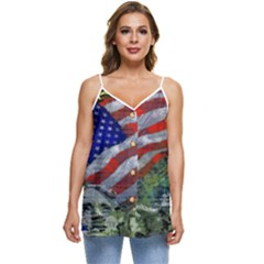 Usa United States Of America Images Independence Day Casual Spaghetti Strap Chiffon Top by Ket1n9