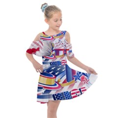 Independence Day United States Of America Kids  Shoulder Cutout Chiffon Dress by Ket1n9