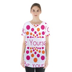 Be Yourself Pink Orange Dots Circular Skirt Hem Sports Top by Ket1n9