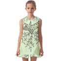 Illustration Of Butterflies And Flowers Ornament On Green Background Kids  Pilgrim Collar Ruffle Hem Dress View1