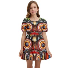 Wood Sculpture Bali Logo Kids  Short Sleeve Dolly Dress by Ket1n9