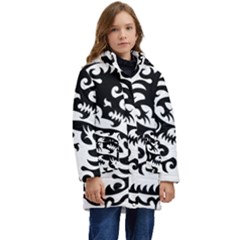 Ying Yang Tattoo Kids  Hooded Longline Puffer Jacket by Ket1n9