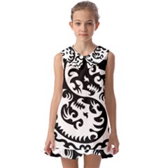 Ying Yang Tattoo Kids  Pilgrim Collar Ruffle Hem Dress by Ket1n9