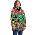 Crazy Illustrations & Funky Monster Pattern Kids  Hooded Longline Puffer Jacket View1