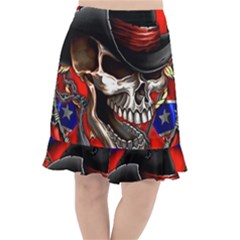 Confederate Flag Usa America United States Csa Civil War Rebel Dixie Military Poster Skull Fishtail Chiffon Skirt by Ket1n9