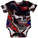 Confederate Flag Usa America United States Csa Civil War Rebel Dixie Military Poster Skull Baby Short Sleeve Bodysuit View1
