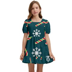 Christmas Seamless Pattern With Candies Snowflakes Kids  Short Sleeve Dolly Dress by Ket1n9