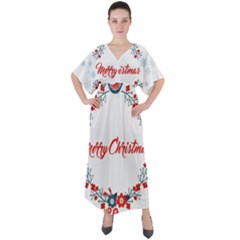 Merry-christmas-christmas-greeting V-neck Boho Style Maxi Dress by Ket1n9