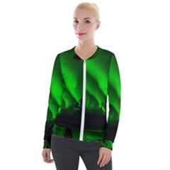 Aurora-borealis-northern-lights- Velvet Zip Up Jacket by Ket1n9