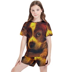 Cute 3d Dog Kids  T-shirt And Sports Shorts Set by Ket1n9