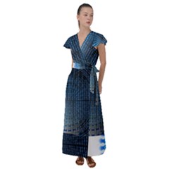 Data-computer-internet-online Flutter Sleeve Maxi Dress by Ket1n9