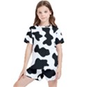 Animal-print-black-and-white-black Kids  T-Shirt And Sports Shorts Set View1