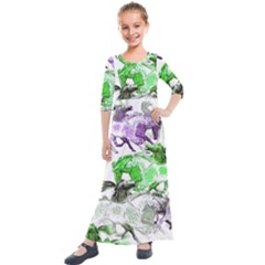 Horse-horses-animal-world-green Kids  Quarter Sleeve Maxi Dress by Ket1n9