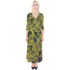 Technology Circuit Board Quarter Sleeve Wrap Maxi Dress by Ket1n9