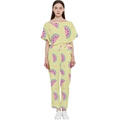 Watermelon Wallpapers  Creative Illustration And Patterns Batwing Lightweight Chiffon Jumpsuit by Ket1n9