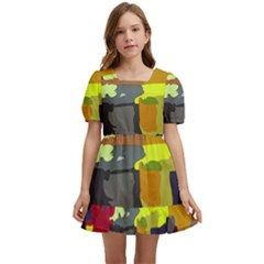 Abstract-vibrant-colour Kids  Short Sleeve Dolly Dress by Ket1n9