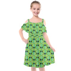 Alien Pattern- Kids  Cut Out Shoulders Chiffon Dress by Ket1n9