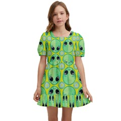 Alien Pattern- Kids  Short Sleeve Dolly Dress by Ket1n9