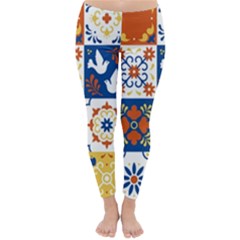 Mexican-talavera-pattern-ceramic-tiles-with-flower-leaves-bird-ornaments-traditional-majolica-style- Classic Winter Leggings by Ket1n9