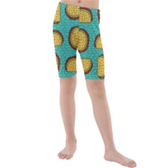 Taco-drawing-background-mexican-fast-food-pattern Kids  Mid Length Swim Shorts by Ket1n9