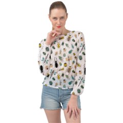 Insect Animal Pattern Banded Bottom Chiffon Top by Ket1n9