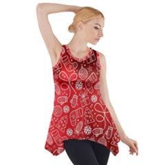 Christmas Pattern Red Side Drop Tank Tunic by Grandong