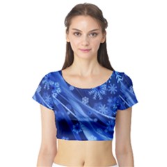 Christmas-card-greeting-card-star Short Sleeve Crop Top by Grandong