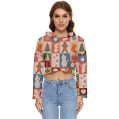 Cute Christmas Seamless Pattern Vector  - Women s Lightweight Cropped Hoodie by Grandong