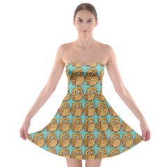 Owl Bird Pattern Strapless Bra Top Dress by Grandong