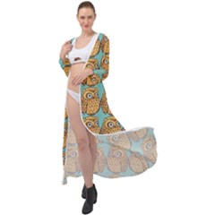 Owl Bird Pattern Maxi Chiffon Beach Wrap by Grandong