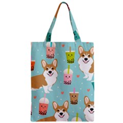 Welsh Corgi Boba Tea Bubble Cute Kawaii Dog Breed Zipper Classic Tote Bag by Grandong