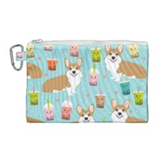 Welsh Corgi Boba Tea Bubble Cute Kawaii Dog Breed Canvas Cosmetic Bag (large) by Grandong