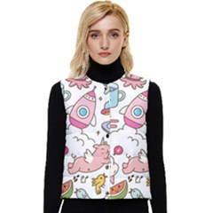 Set-kawaii-doodles -- Women s Button Up Puffer Vest by Grandong