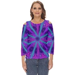 Wallpaper Tie Dye Pattern Cut Out Wide Sleeve Top