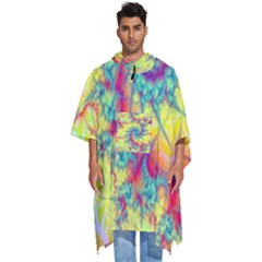 Fractal Spiral Abstract Background Men s Hooded Rain Ponchos by Ravend