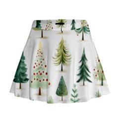 Christmas Xmas Trees Mini Flare Skirt by Vaneshop