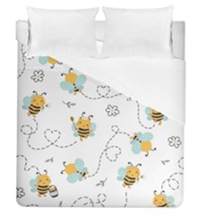 Bee Art Pattern Design Wallpaper Background Print Duvet Cover (queen Size) by Vaneshop