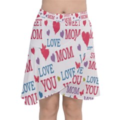 Love Mom Happy Mothers Day I Love Mom Graphic Chiffon Wrap Front Skirt by Vaneshop