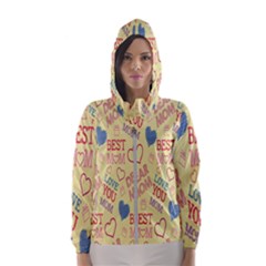 Love Mom Happy Mothers Day I Love Mom Graphic Pattern Women s Hooded Windbreaker by Vaneshop