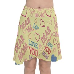 Love Mom Happy Mothers Day I Love Mom Graphic Pattern Chiffon Wrap Front Skirt by Vaneshop