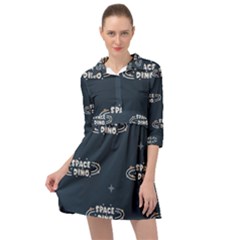 Space Dino Art Pattern Design Wallpaper Background Mini Skater Shirt Dress by Vaneshop