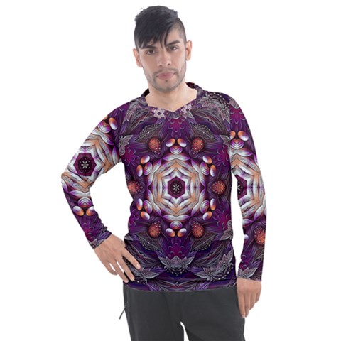 Rosette Kaleidoscope Mosaic Abstract Background Art Men s Pique Long Sleeve T-shirt by Vaneshop