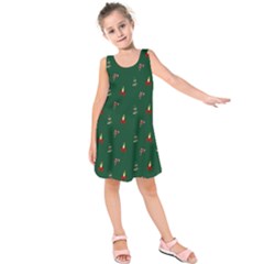 Christmas Green Pattern Background Kids  Sleeveless Dress by Pakjumat