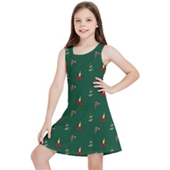 Christmas Green Pattern Background Kids  Lightweight Sleeveless Dress by Pakjumat