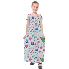 New Year Christmas Winter Kids  Short Sleeve Maxi Dress by Pakjumat