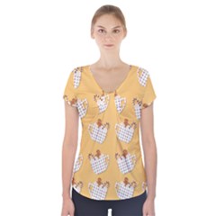 Background Stars Pattern Wallpaper Short Sleeve Front Detail Top by Pakjumat