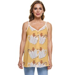 Christmas December Autumn Pattern Casual Spaghetti Strap Chiffon Top by Pakjumat