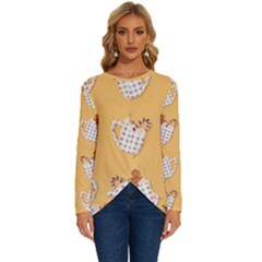 Christmas December Autumn Pattern Long Sleeve Crew Neck Pullover Top by Pakjumat
